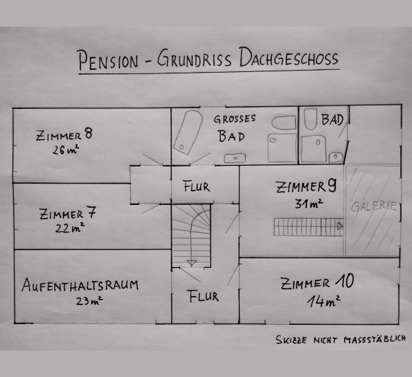 Grundriss Pension Dachgeschoss